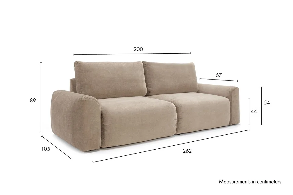 Схема размеров: диван-кровать Norum Sofa Bed With Chunky Arms