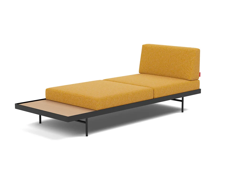 Кушетка Puri Daybed With Oak Table, Innovation Living, в положении лежака — вид в три четверти