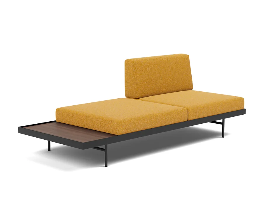 Кушетка Puri Daybed With Walnut Table, Innovation Living, в положении дивана — вид в три четверти