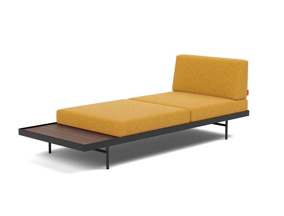Кушетка Puri Daybed With Walnut Table, Innovation Living, в положении лежака — вид в три четверти