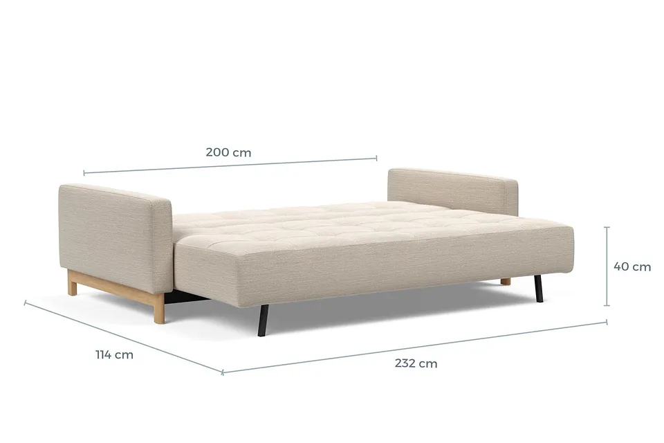 Схема размеров в разложенном виде: диван-кровать Pyxis D.E.L. Sofa Bed