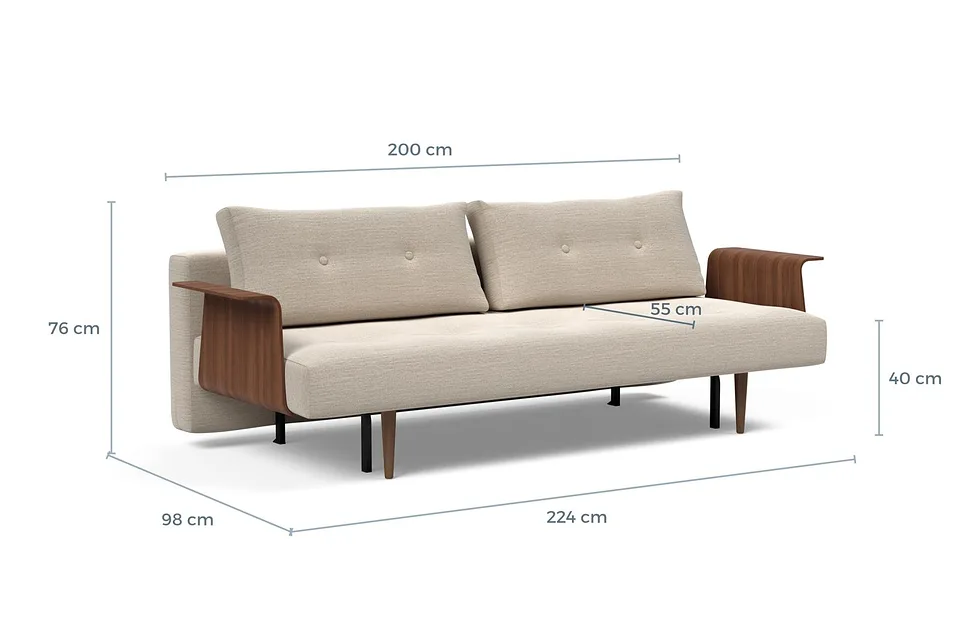 Схема размеров: диван-кровать Recast Sofa Bed Dark Styletto With Arms