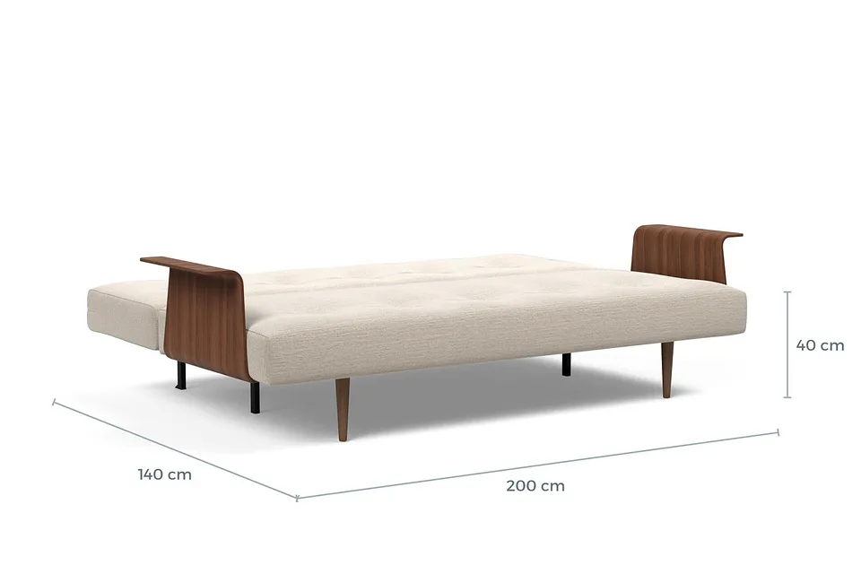 Схема размеров в разложенном виде: диван-кровать Recast Sofa Bed Dark Styletto With Arms