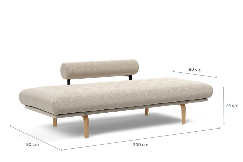 Схема размеров в разложенном виде: кушетка Rollo Bow Daybed