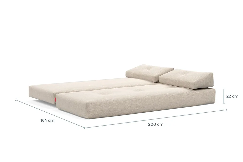 Схема размеров в разложенном виде: кушетка Sigmund Indu Daybed