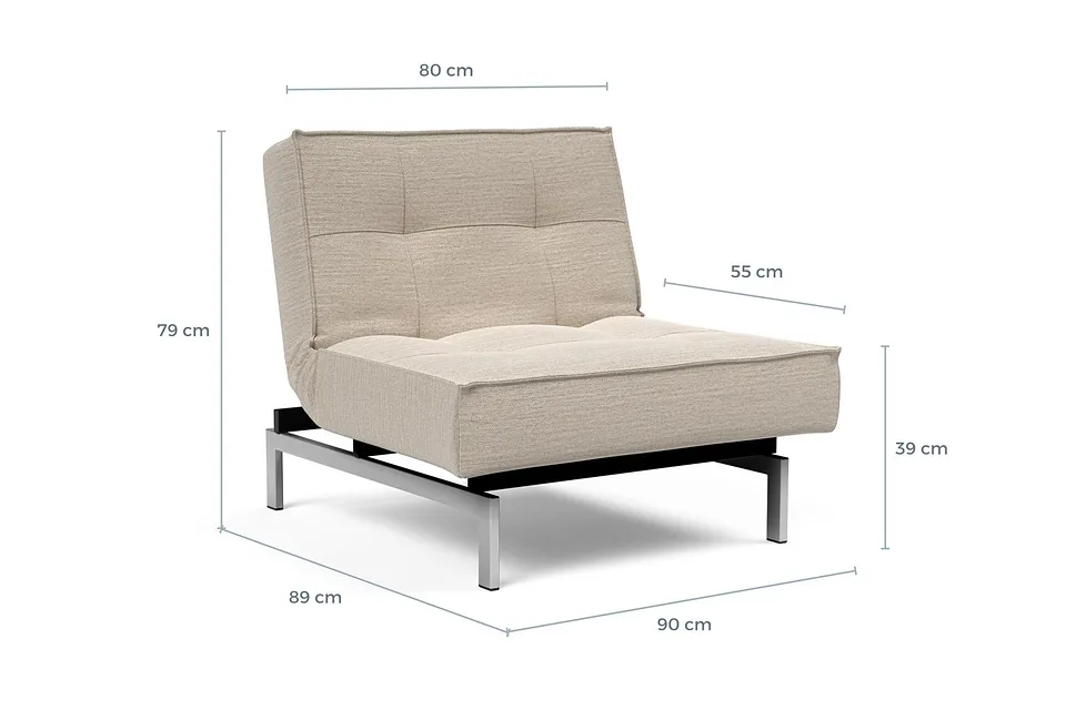 Схема размеров: кресло-кровать Splitback Chrome Chair