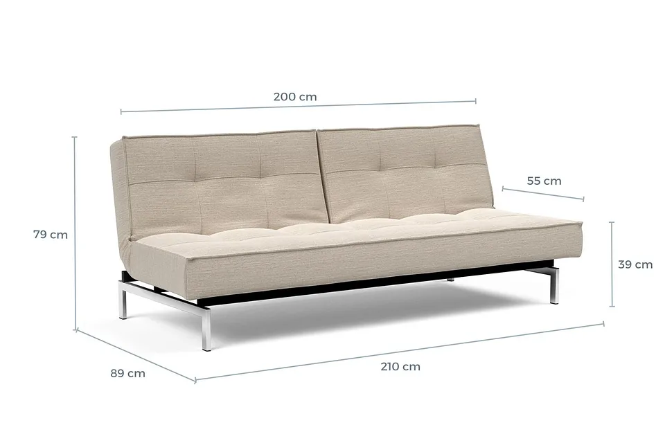 Схема размеров: диван-кровать Splitback Chrome Sofa Bed