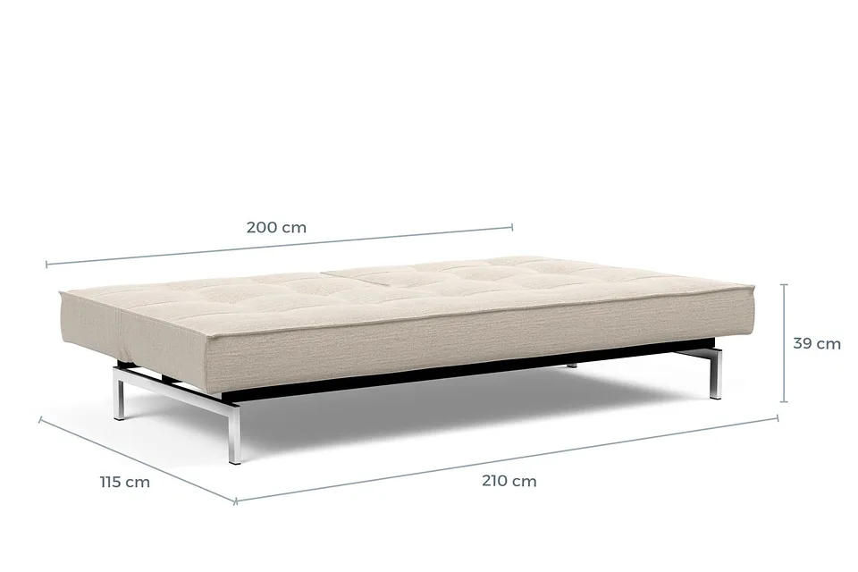 Схема размеров в разложенном виде: диван-кровать Splitback Chrome Sofa Bed