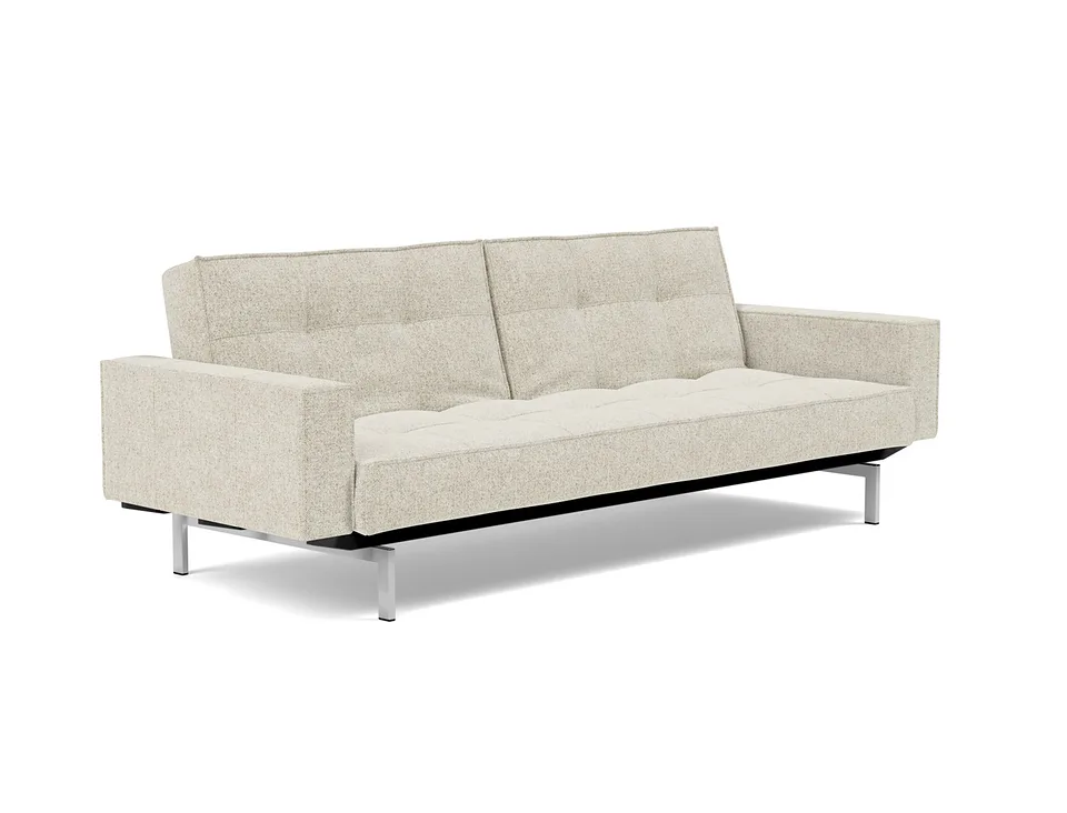 Диван-кровать Splitback Chrome Sofa Bed With Arms, Innovation Living, в положении дивана — вид в три четверти