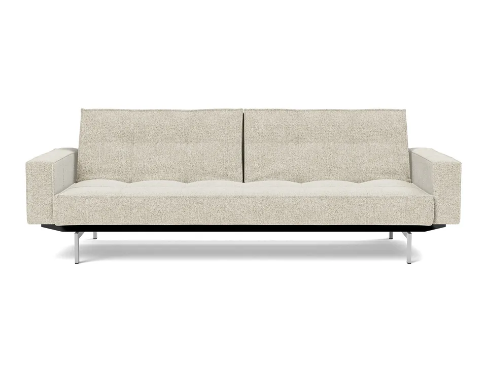 Диван-кровать Splitback Chrome Sofa Bed With Arms, Innovation Living, в положении дивана — вид спереди