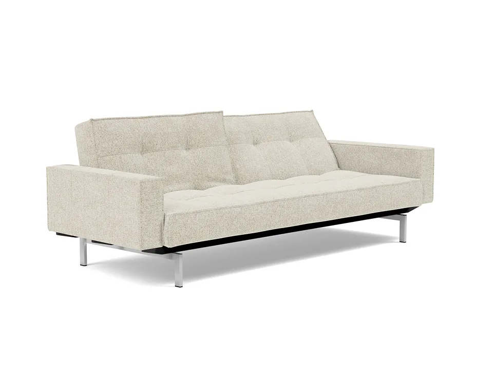 Диван-кровать Splitback Chrome Sofa Bed With Arms, Innovation Living, в положении для отдыха — вид в три четверти