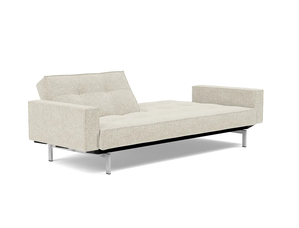 Диван-кровать Splitback Chrome Sofa Bed With Arms, Innovation Living, в положении для отдыха — вид в три четверти