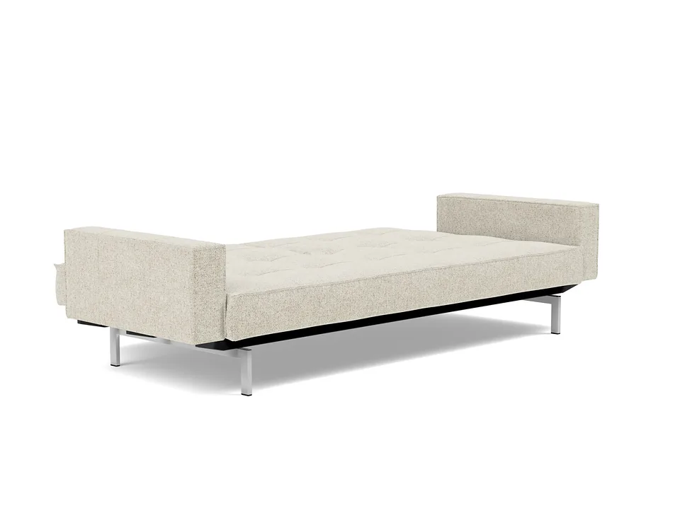 Диван-кровать Splitback Chrome Sofa Bed With Arms, Innovation Living, в разложенном виде — вид в три четверти