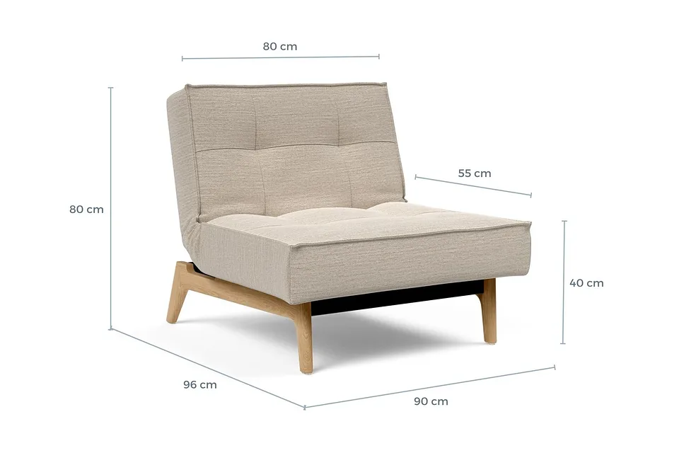 Схема размеров: кресло-кровать Splitback Eik Chair
