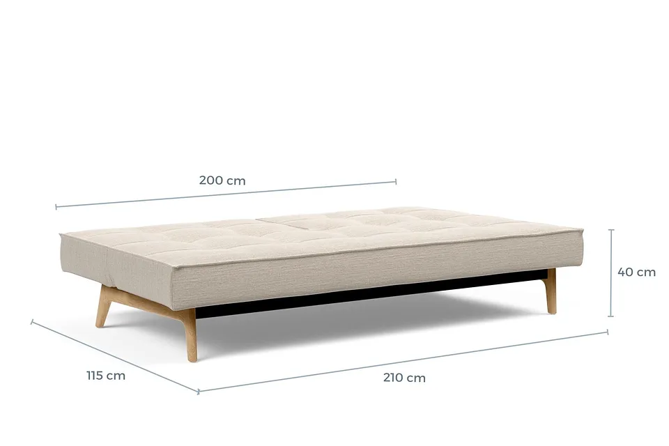 Схема размеров в разложенном виде: диван-кровать Splitback Eik Sofa Bed