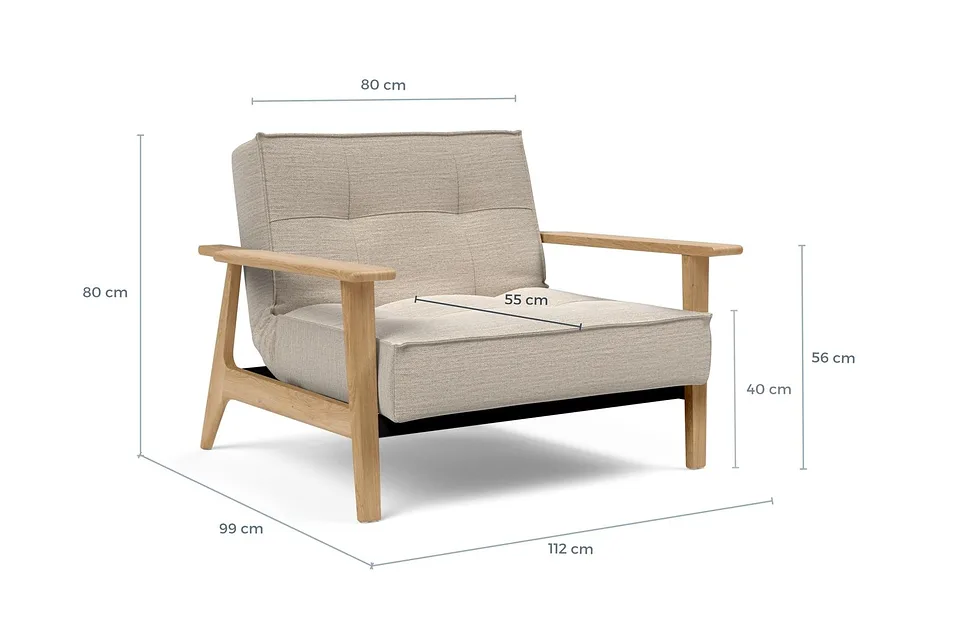 Схема размеров: кресло-кровать Splitback Frej Chair