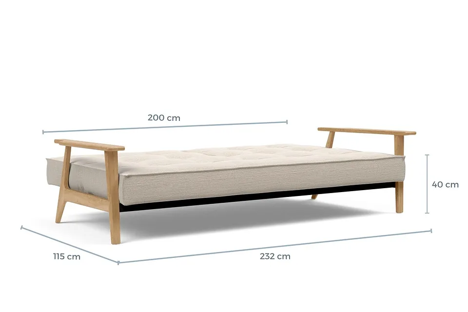 Схема размеров в разложенном виде: диван-кровать Splitback Frej Sofa Bed