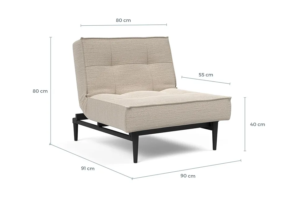 Схема размеров: кресло-кровать Splitback Styletto Chair