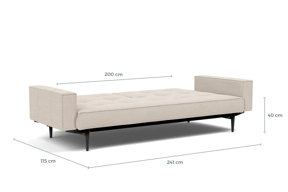 Схема размеров в разложенном виде: диван-кровать Splitback Styletto Sofa Bed With Arms