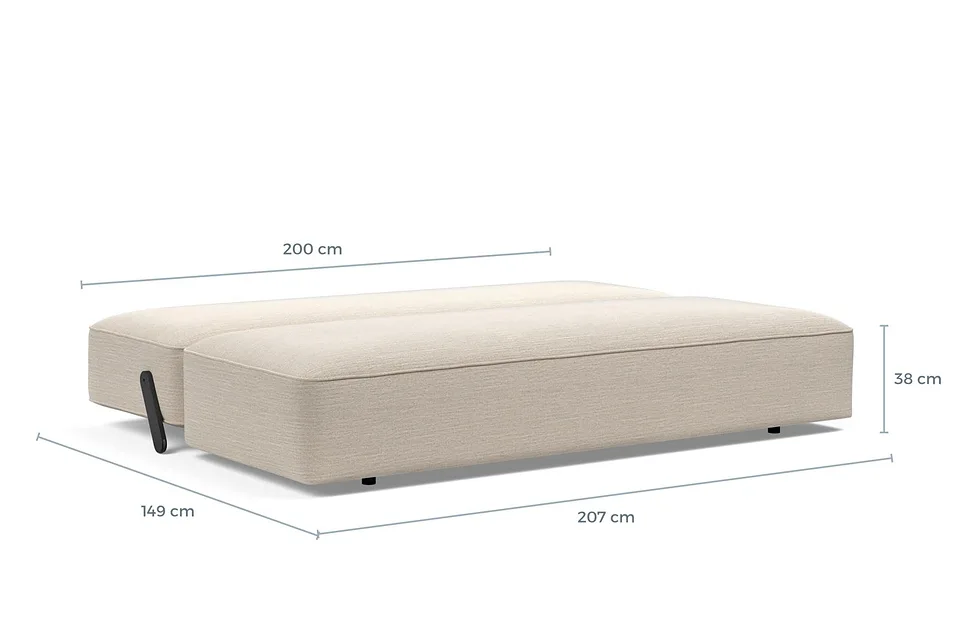 Схема размеров в разложенном виде: диван-кровать Yonata Sofa Bed