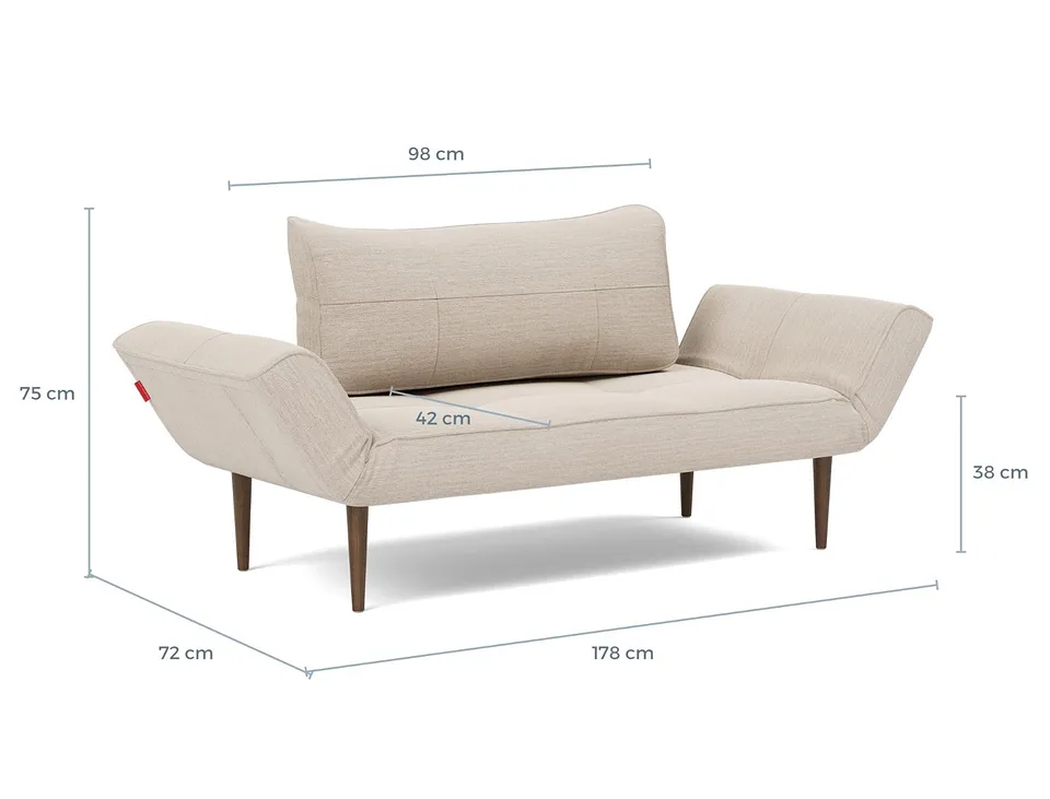 Схема размеров: кушетка Zeal Styletto Daybed