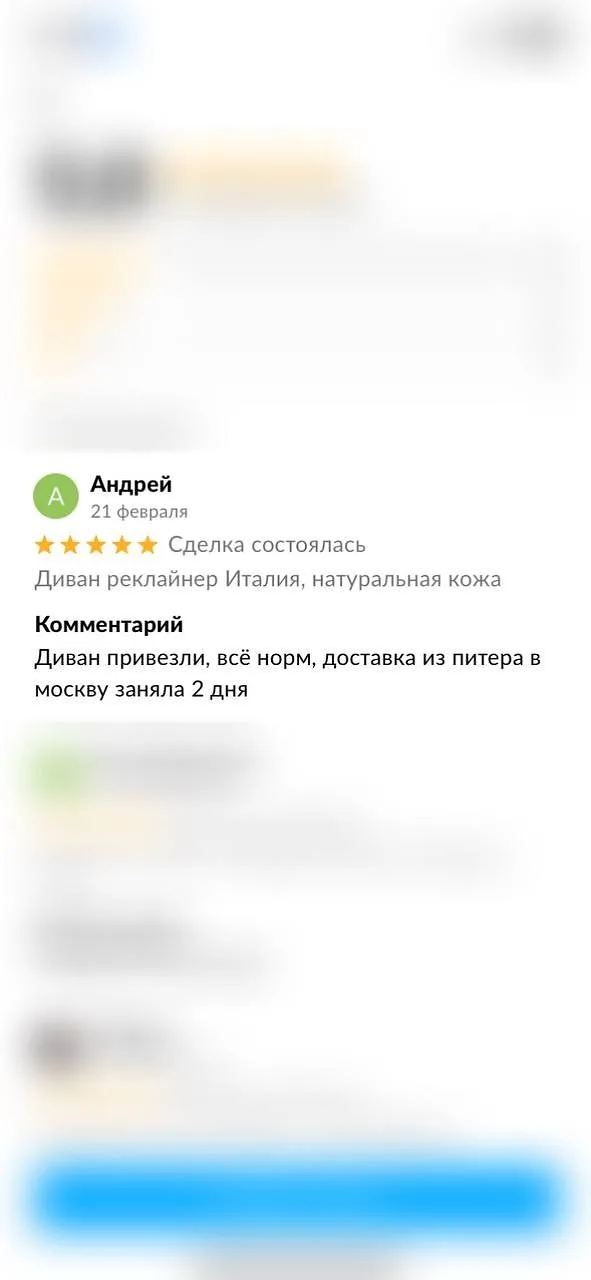 Скриншот отзыва покупателя