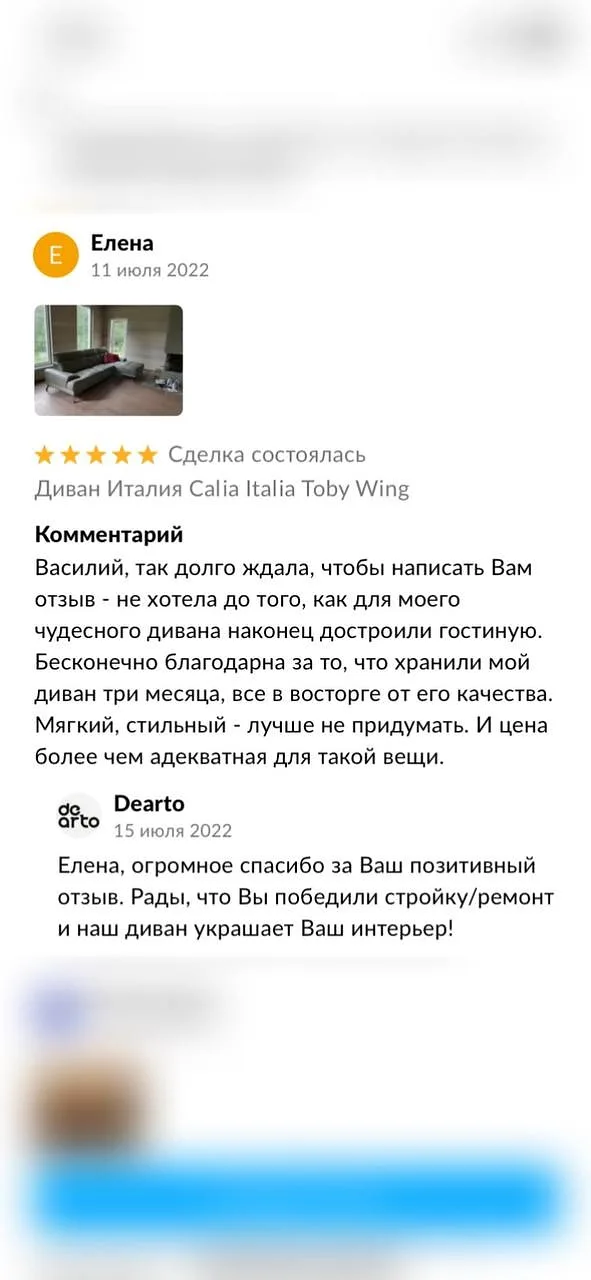 Скриншот отзыва покупателя